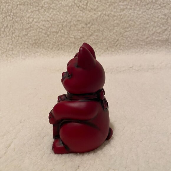 VTG‎ Japanese Red Lucky Cat Maneki Neko 4" Right Hand Raised - Picture 2 of 6